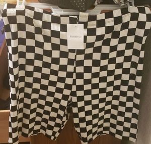 Forever 21 Ribbed checkered biker shorts